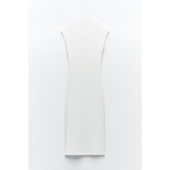 Zara White/Ivory Soft Stretch Midi Dress - Picture 9 of 9